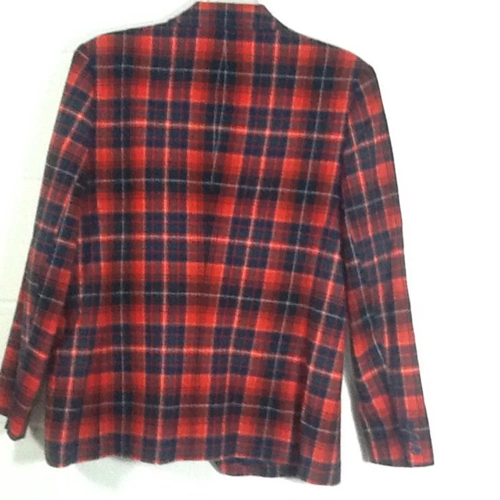 Vintage Preppy Pendleton Red Tartan Plaid Classic Jacket Blazer Dark Academia 14